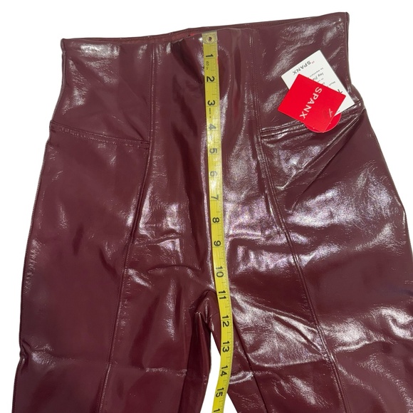 SPANXshape Women's Faux Patent Leather Leggings Burgundy Ruby High Rise M NWT - Picture 11 of 16